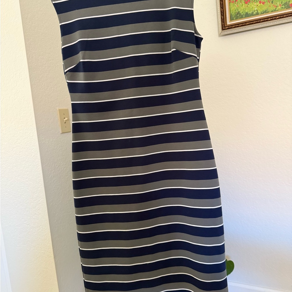 Banana Republic Striped Navy and White Midi Dress